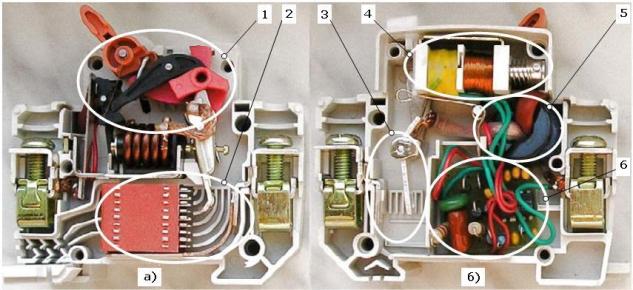 Полюсы электронного выключателя защиты от токов утечки с защитой от сверхтоков